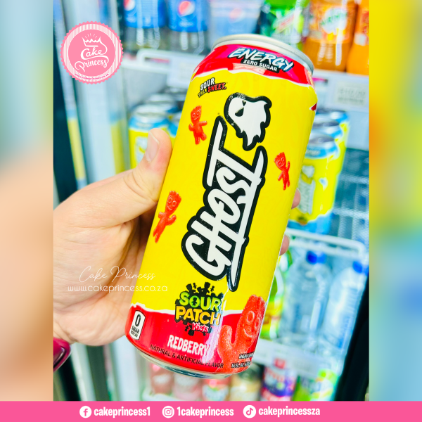 Ghost Energy Drink Sour Patch Redberry Flavour 500ml Cake Princess