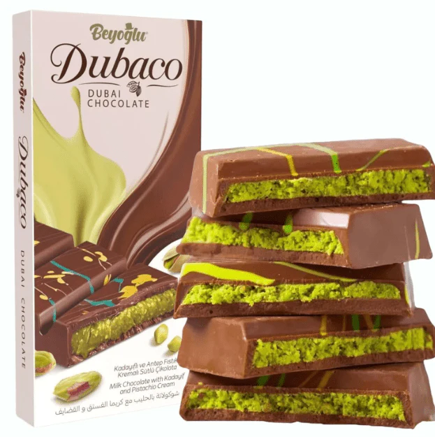 Beyoglu Dubai Chocolate Milk Chocolate with Kadayif and Pistachio Cream 200g